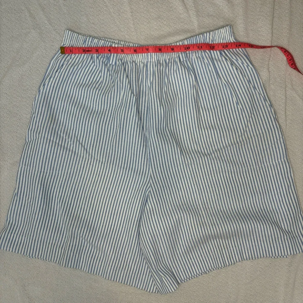 Vintage blair‎ womens walking shorts striped Blue cotton Sz Medium pull on 80s